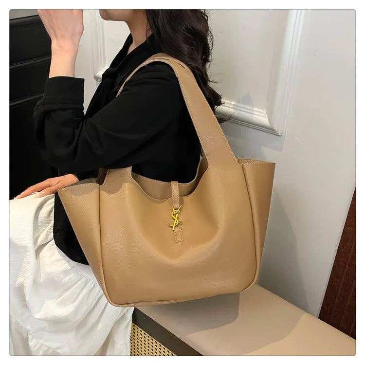 Luxury Shoulder Bag for Women 2025 - Minimalist Solid Color Tote, Spacious PU Leather Crossbody Purse, Elegant Underarm Handbag