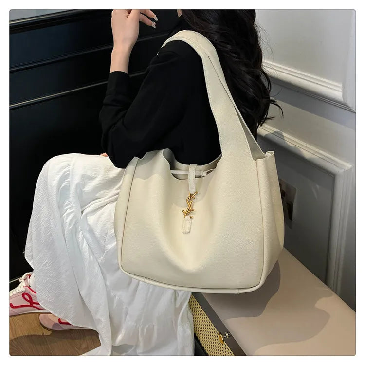 Luxury Shoulder Bag for Women 2025 - Minimalist Solid Color Tote, Spacious PU Leather Crossbody Purse, Elegant Underarm Handbag
