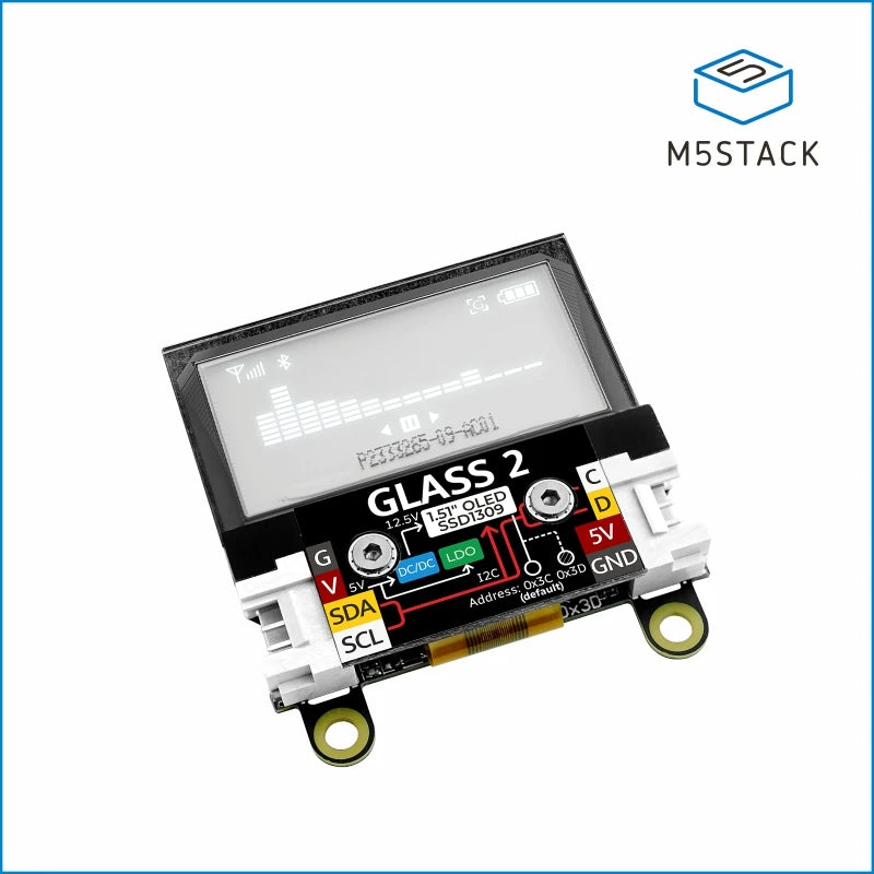 M5Stack Official Glass2 Unit with 1.51inch Transparent OLED