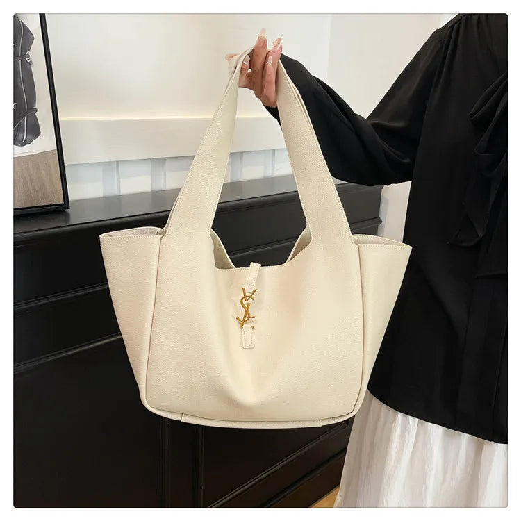 Luxury Shoulder Bag for Women 2025 - Minimalist Solid Color Tote, Spacious PU Leather Crossbody Purse, Elegant Underarm Handbag