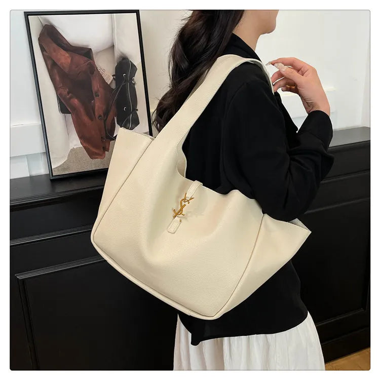 Luxury Shoulder Bag for Women 2025 - Minimalist Solid Color Tote, Spacious PU Leather Crossbody Purse, Elegant Underarm Handbag