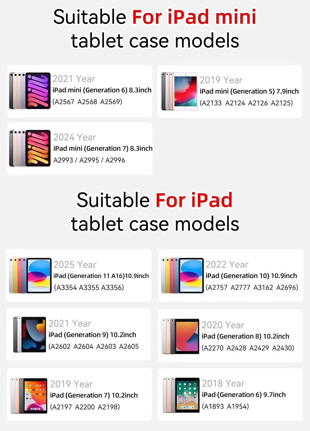 For ipad Case for Air 11 13 2024 M2 Pro 11 13 M4 Pro 11 4th 12.9 Mini 6 9th 10th Generation iPad 10.9in 10.2in 9.7in Tablet