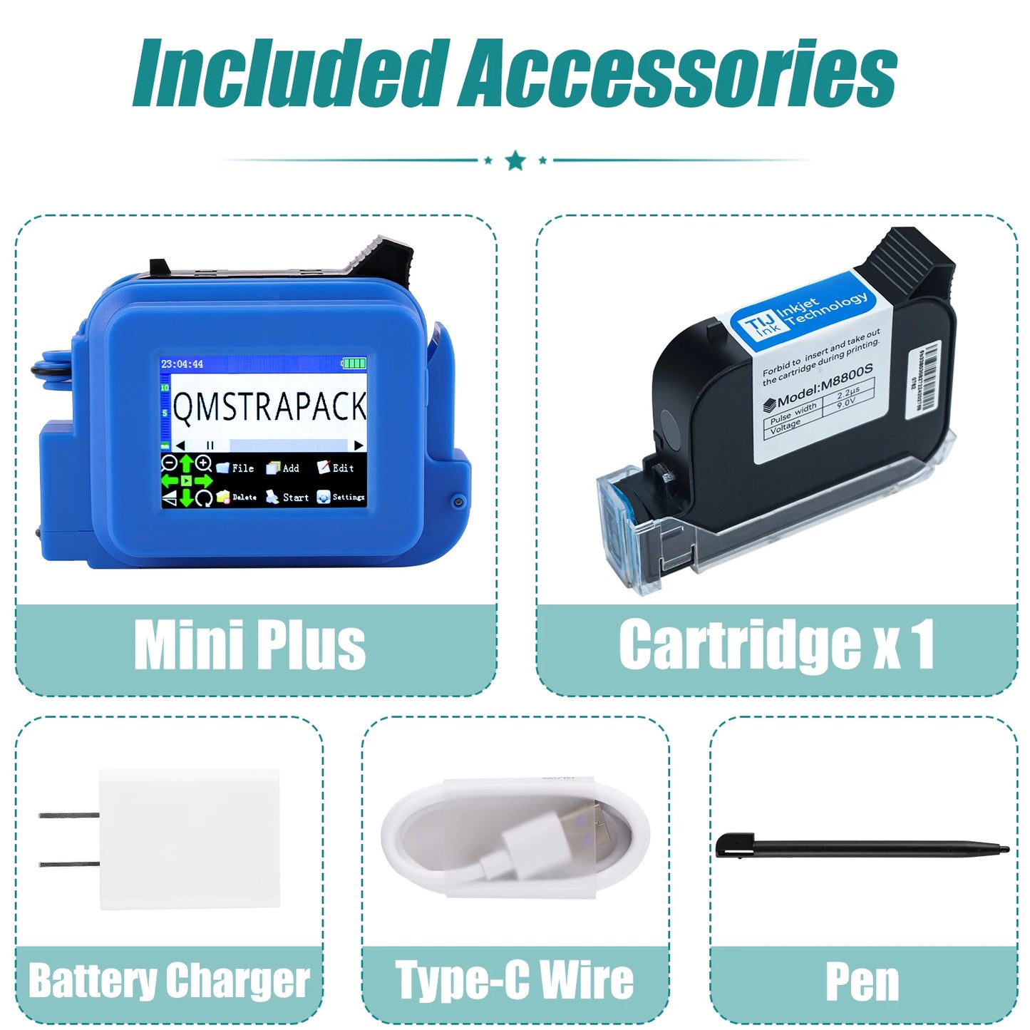 Mini Handheld Inkjet Printer with Fast-Drying Ink for Text QR Barcode Batch Number Logo Date Label Portable Coder Non-encrypted