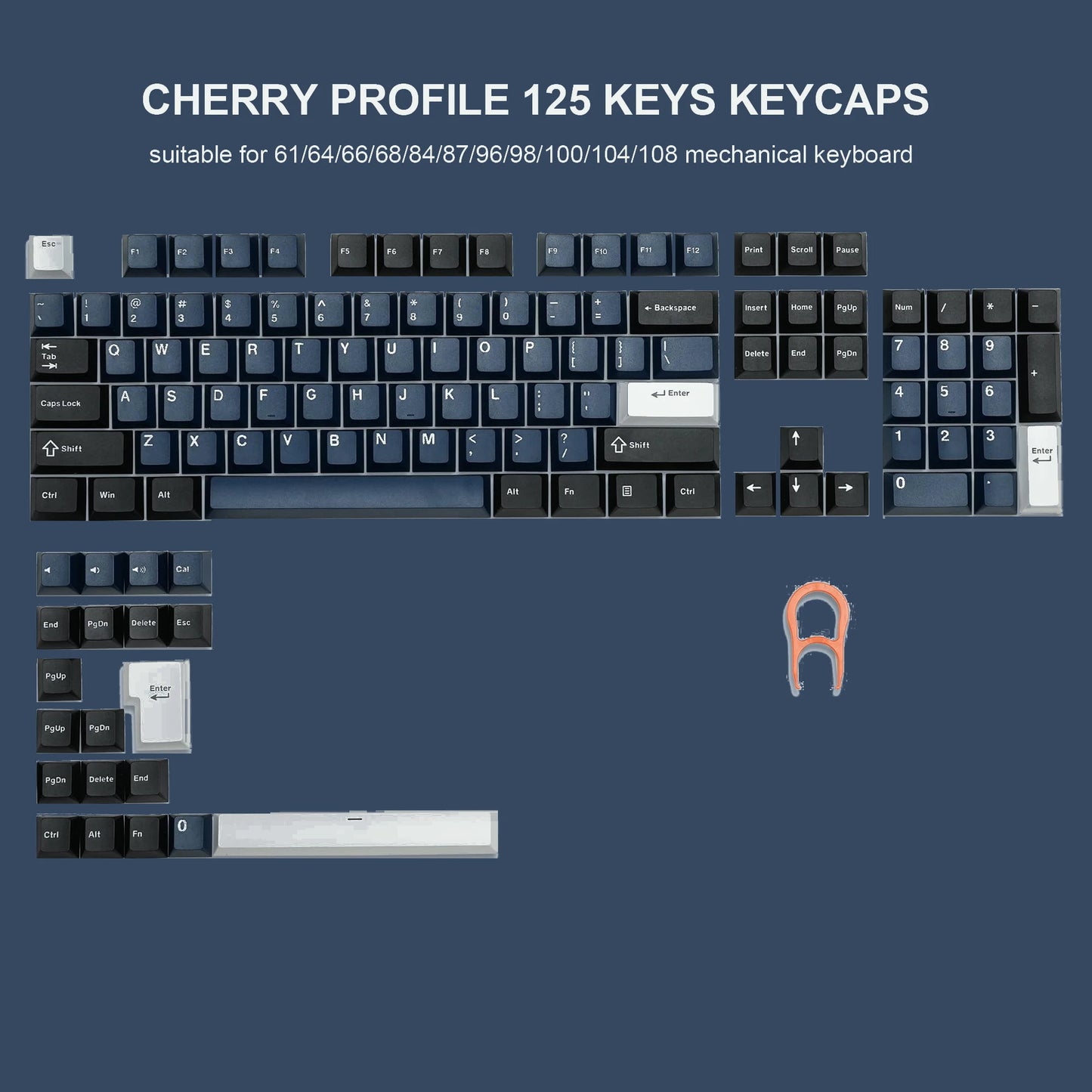 Womier 122 Keys Retro Black PBT Keycap Double Shot Cherry Profile Key caps for Cherry MX Switches Mechanical Gamer Keyboard