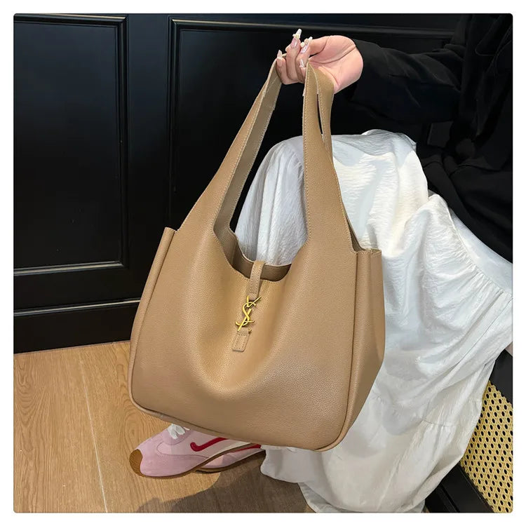 Luxury Shoulder Bag for Women 2025 - Minimalist Solid Color Tote, Spacious PU Leather Crossbody Purse, Elegant Underarm Handbag