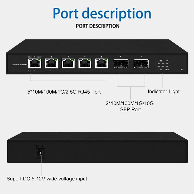 ONTi 5 Port Smart Web 2.5Gps with 2*10G SFP+ L2 Managed Switch and 5 or 8 Port L2 Web Managed 2.5Gps Switch