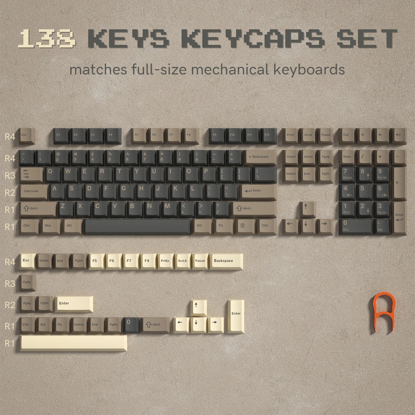 Womier 122 Keys Retro Black PBT Keycap Double Shot Cherry Profile Key caps for Cherry MX Switches Mechanical Gamer Keyboard