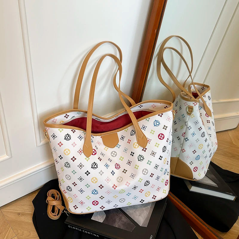 Premium Leather Tote Bag for Women Designer Crossbody Handbag Convertible Shoulder Purse Ladies Luxury Brand Spacious Travel Bag