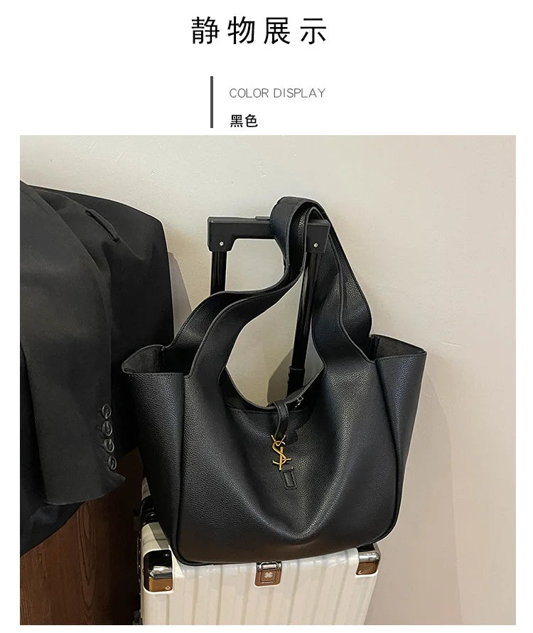 Luxury Shoulder Bag for Women 2025 - Minimalist Solid Color Tote, Spacious PU Leather Crossbody Purse, Elegant Underarm Handbag