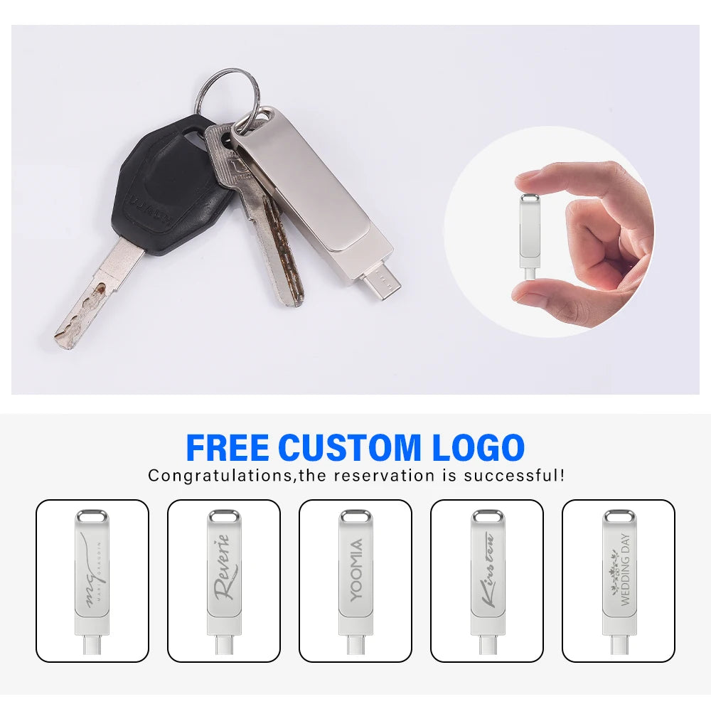 2 in 1 Otg TYPE-C USB-C Flash Pen Drive Metal Memory Stick Usb 2.0 Flash Disk 64G 2tb USB2.0 Dual C Pendrive flash drive 128gb