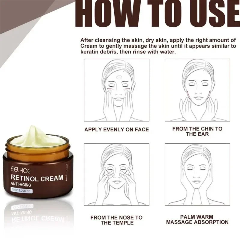Retinol Anti Wrinkle Face Cream Set Anti-Aging Firming Lifting Fade Fine Line Serum Smooth Skin Whitening Moisturizing Skin Care