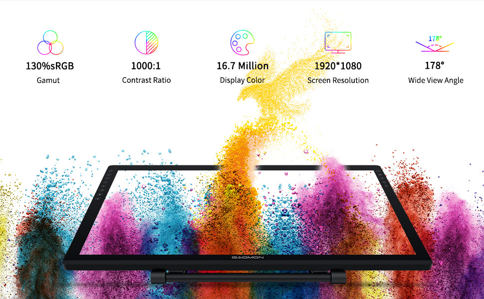 GAOMON Graphics Tablet PD2200 21.5 Inch Anti-Glare Screen Pen Display for Drawing with 8 Shortcut Keys Adjustable Stand Glove