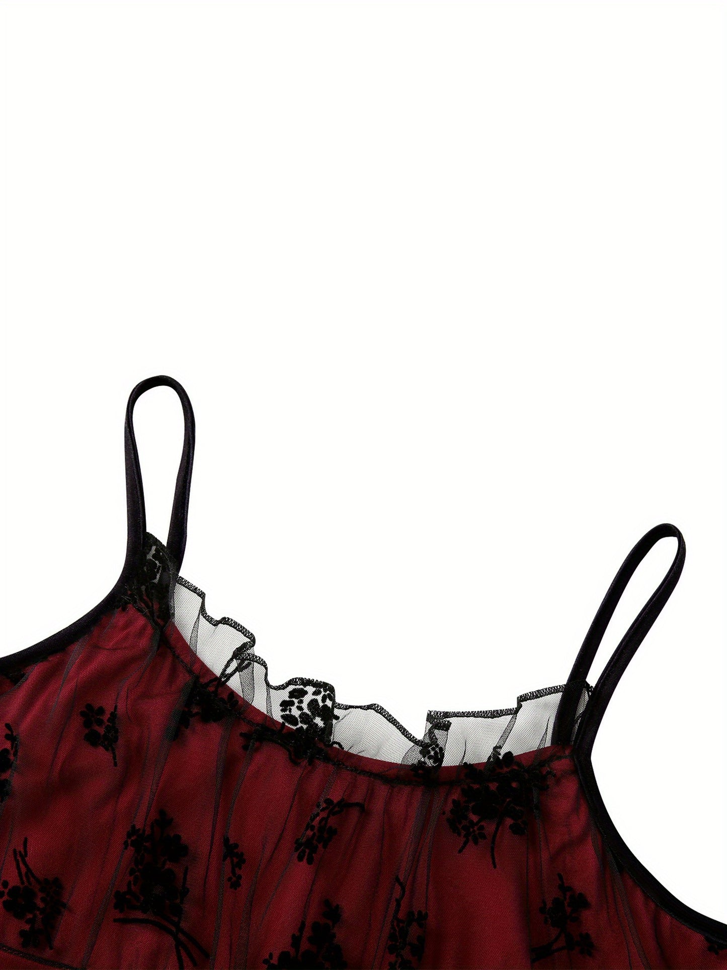 Women Dress, Low Cut Sleeveless Lace Edge Plant Leaves Stitch-work Suspender Camisole Dress