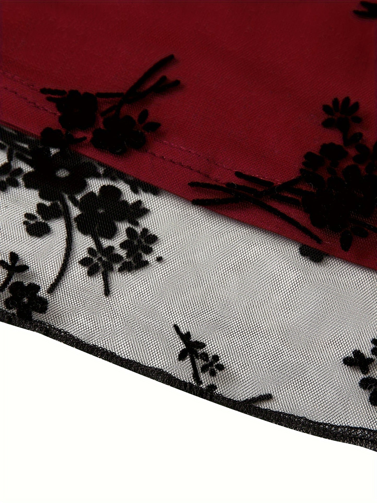 Women Dress, Low Cut Sleeveless Lace Edge Plant Leaves Stitch-work Suspender Camisole Dress