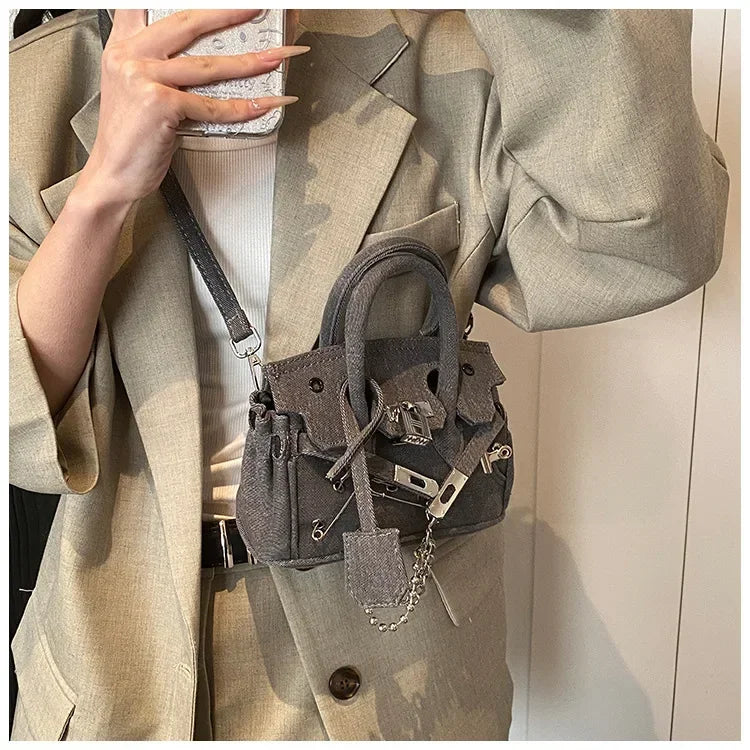 Vintage Distressed Denim Crossbody Bag 2025 Spring Summer Boho Chic Shoulder Purse for Women - Funny Ripped Designer Handbag