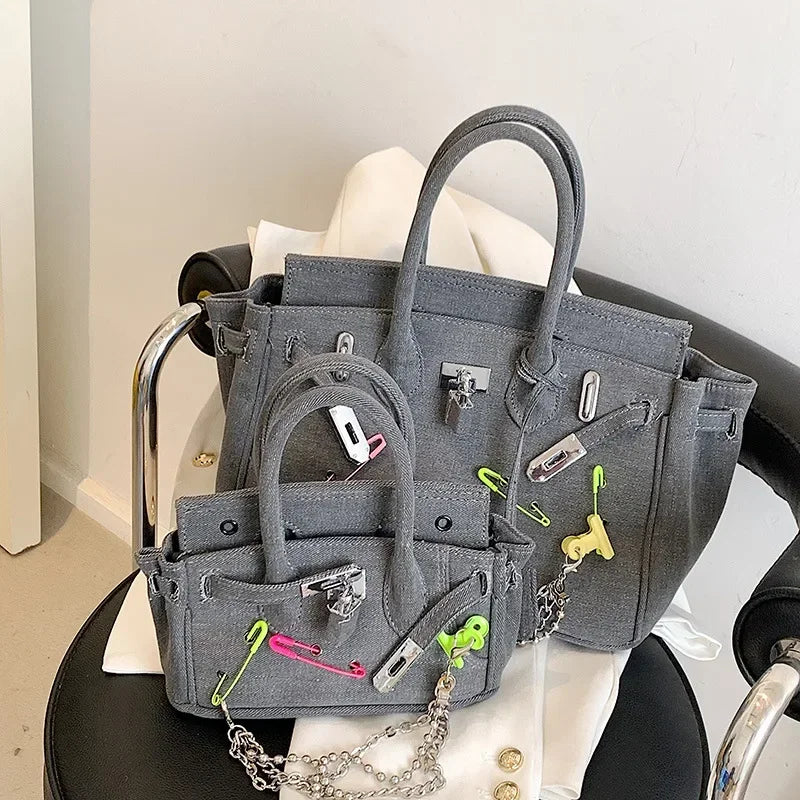 Vintage Distressed Denim Crossbody Bag 2025 Spring Summer Boho Chic Shoulder Purse for Women - Funny Ripped Designer Handbag