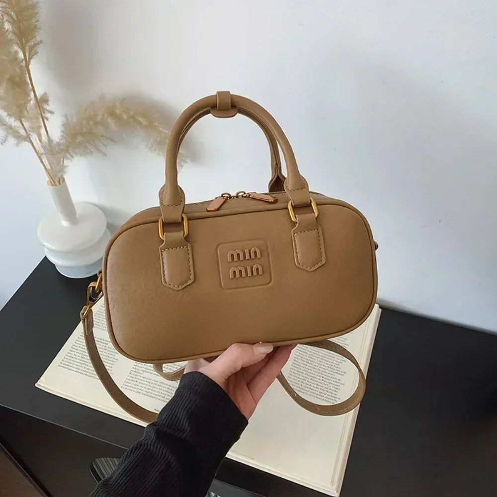 High-End Designer Tote Bag Solid Color Large Capacity Shopper Minimalist Leather Messenger Purse for Women