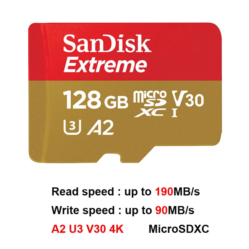 SanDisk Memory Card microsd 512GB 256GB 128GB 64GB micro SD Card Extreme/Extreme PRO TF Card Class10 U3 V30 4K UHD A2 micro SDXC