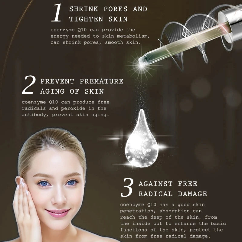 BELYN BERLY Coenzyme Q10 Serum 3PCS/Lot Minimize Pores and Moisturizing Face Flabby Skin Hyaluronic Acid Essence Facial Care