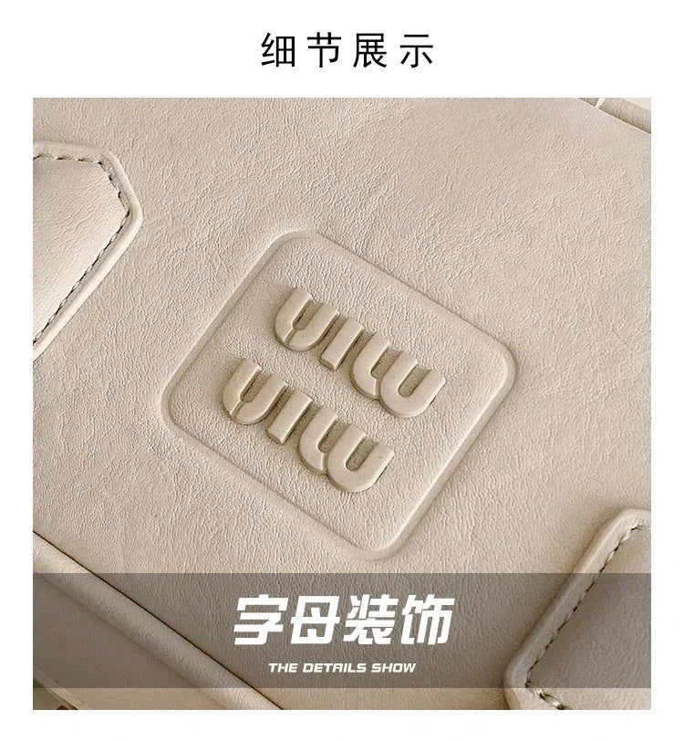 High-End Designer Tote Bag Solid Color Large Capacity Shopper Minimalist Leather Messenger Purse for Women