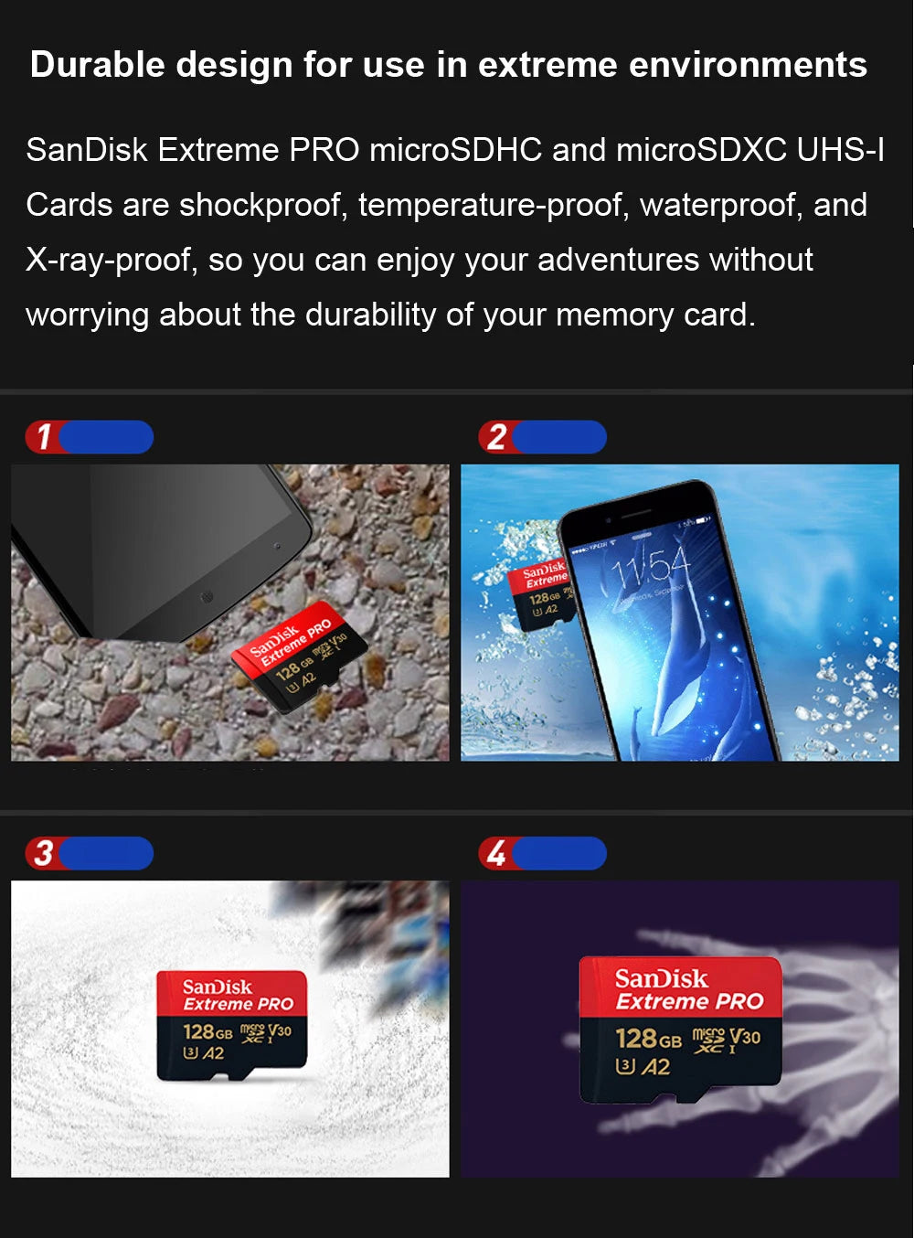 SanDisk Memory Card microsd 512GB 256GB 128GB 64GB micro SD Card Extreme/Extreme PRO TF Card Class10 U3 V30 4K UHD A2 micro SDXC