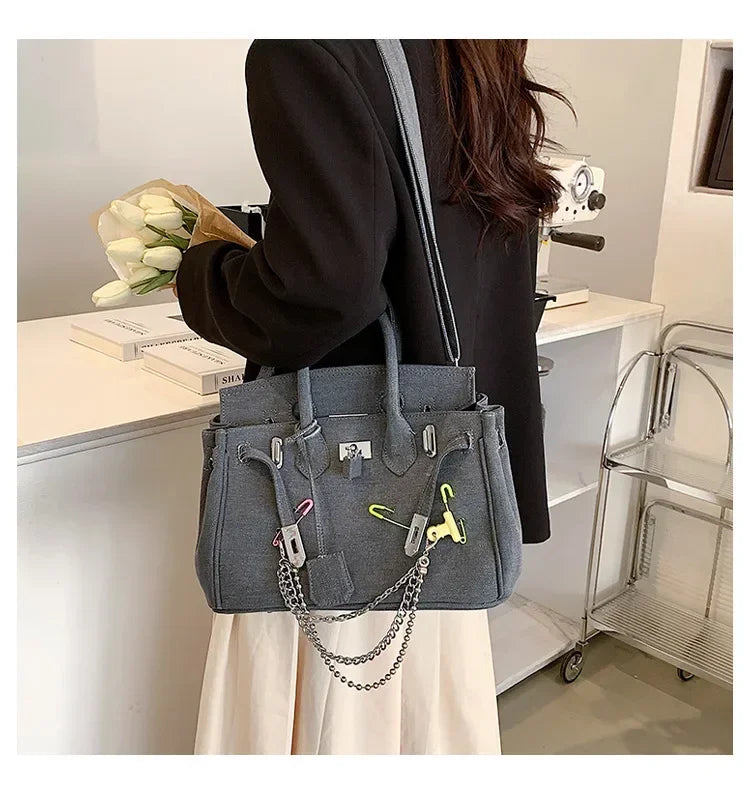 Vintage Distressed Denim Crossbody Bag 2025 Spring Summer Boho Chic Shoulder Purse for Women - Funny Ripped Designer Handbag