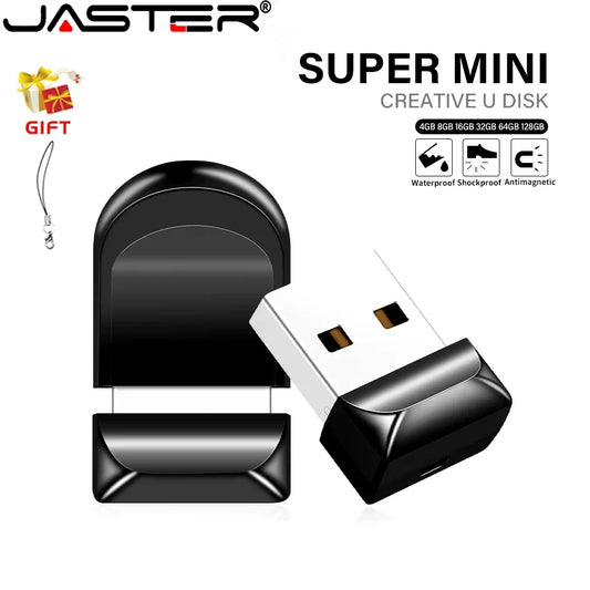 JASTER Mini Pen Drive 128GB Key Chain Memoria USB 64GB Black USB Flash Drive Creative Gift 32GB for Computer Memory Stick 16GB