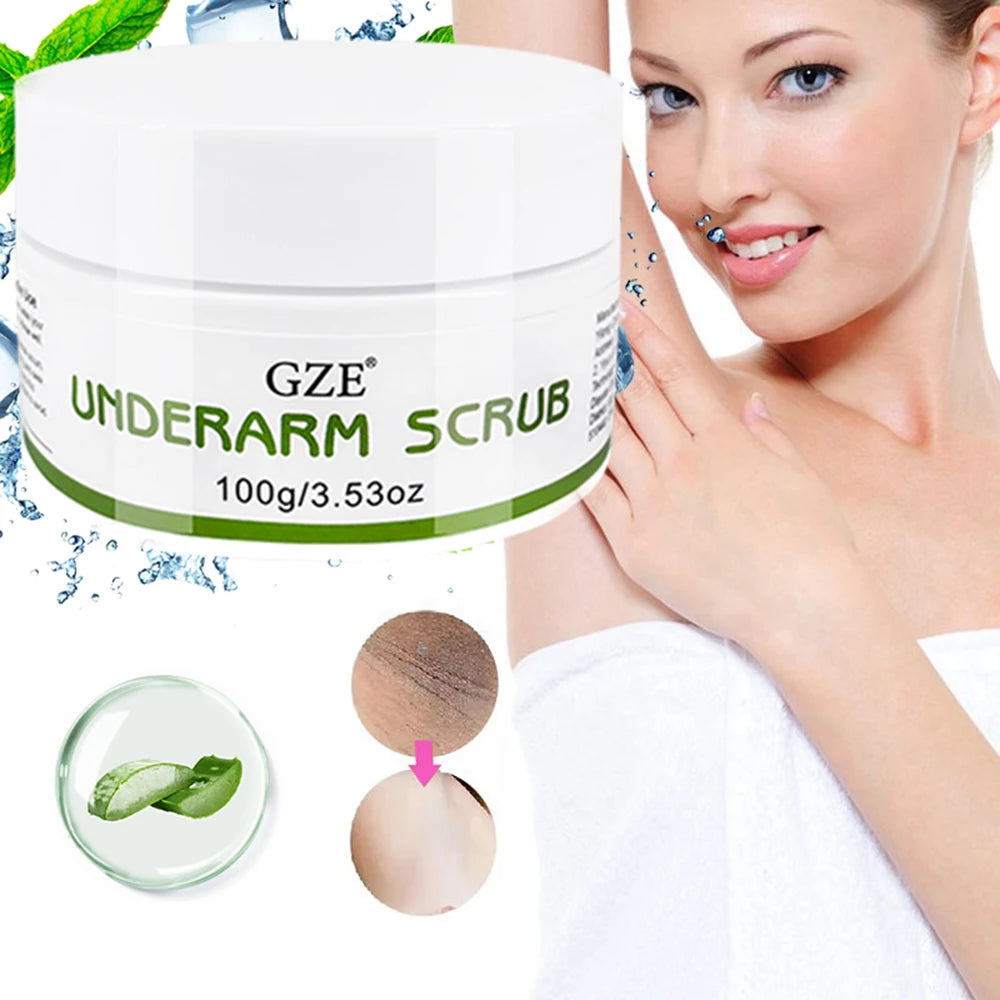 GZE Underarm Scrub with Peppermint, Aloe Vera and Walnut Shell Powder, Underarm Scrub Helps on Removing Odor, Deep Cleanse