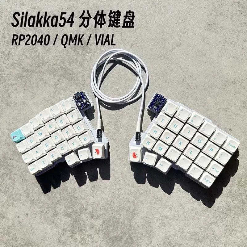 Silakka54 Split Keyboard Hot Swap Support QMK/VIAL Wired Keyboard Ergonomics RP2040zero PC Gamer Accessories Customized