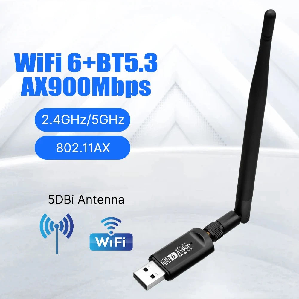 AX900 USB WiFi Adapter Dual Band Wi-Fi 6 Dongle Wireless Network Card Bluetooth 5.3 Receiver For PC Driver Free For Win10/11