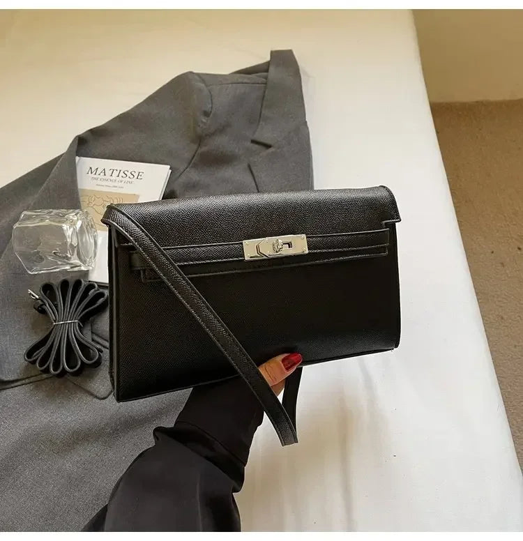 ‌2025 New Designer Shoulder Bag Genuine Leather Crossbody Purse for Women Fashion Casual Office Handbag with Gold Chain Strap‌