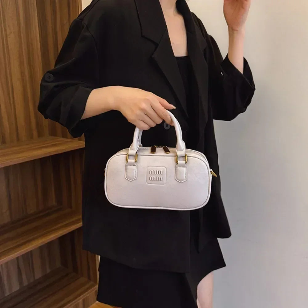 High-End Designer Tote Bag Solid Color Large Capacity Shopper Minimalist Leather Messenger Purse for Women