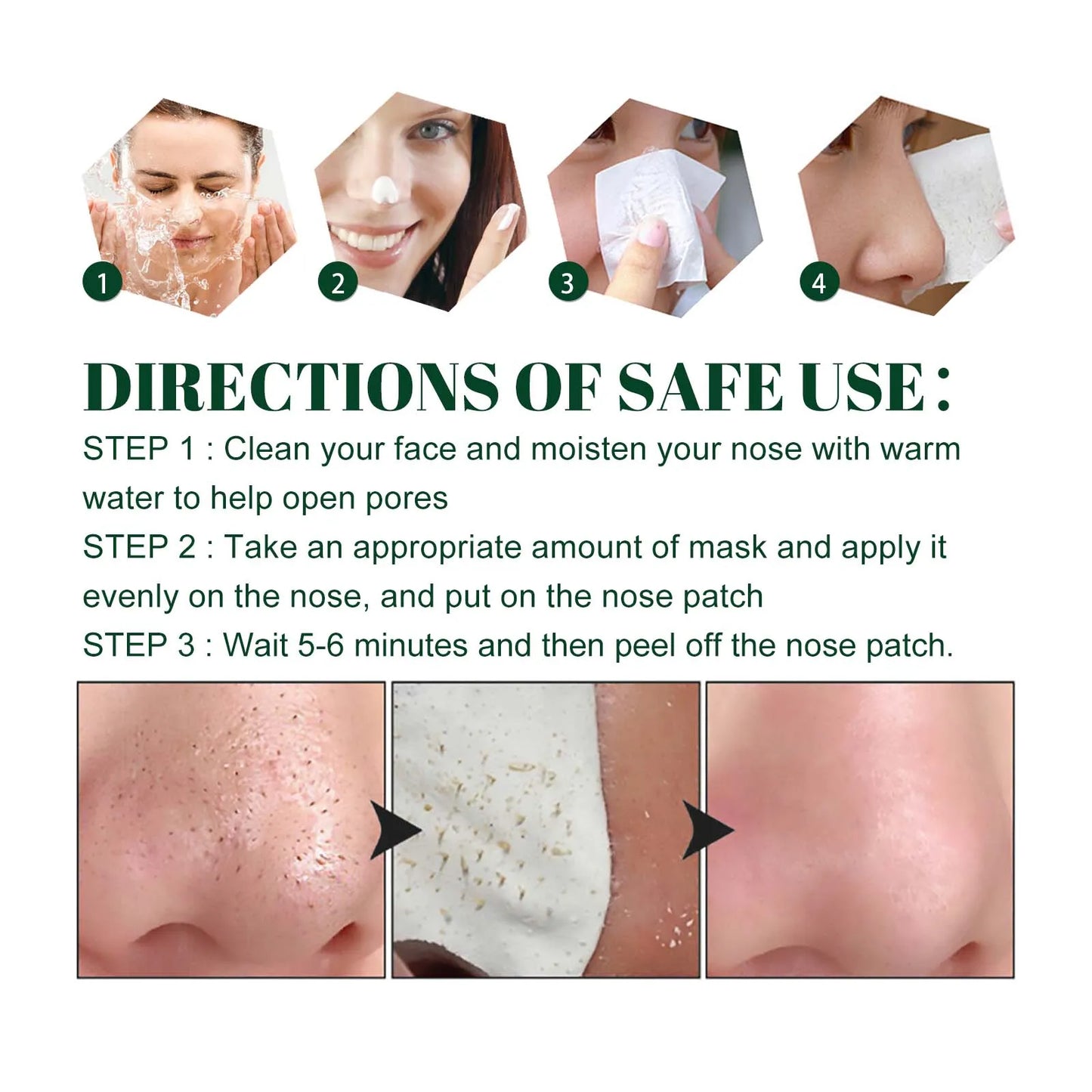 Blackhead Remover Nose Mask Deep Cleaning Shrink Pores Black Head Remove Stickers Peeling Black Head Strips Face Skin Care 60pcs