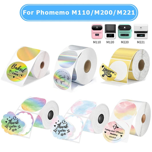 M110 Color Transparent Thermal Adhesive Label Roll,suit for phomemo M110/M200/M120/M220 E210 P50 DETONG P1