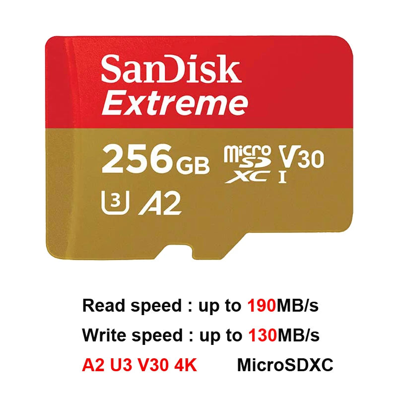SanDisk Memory Card microsd 512GB 256GB 128GB 64GB micro SD Card Extreme/Extreme PRO TF Card Class10 U3 V30 4K UHD A2 micro SDXC
