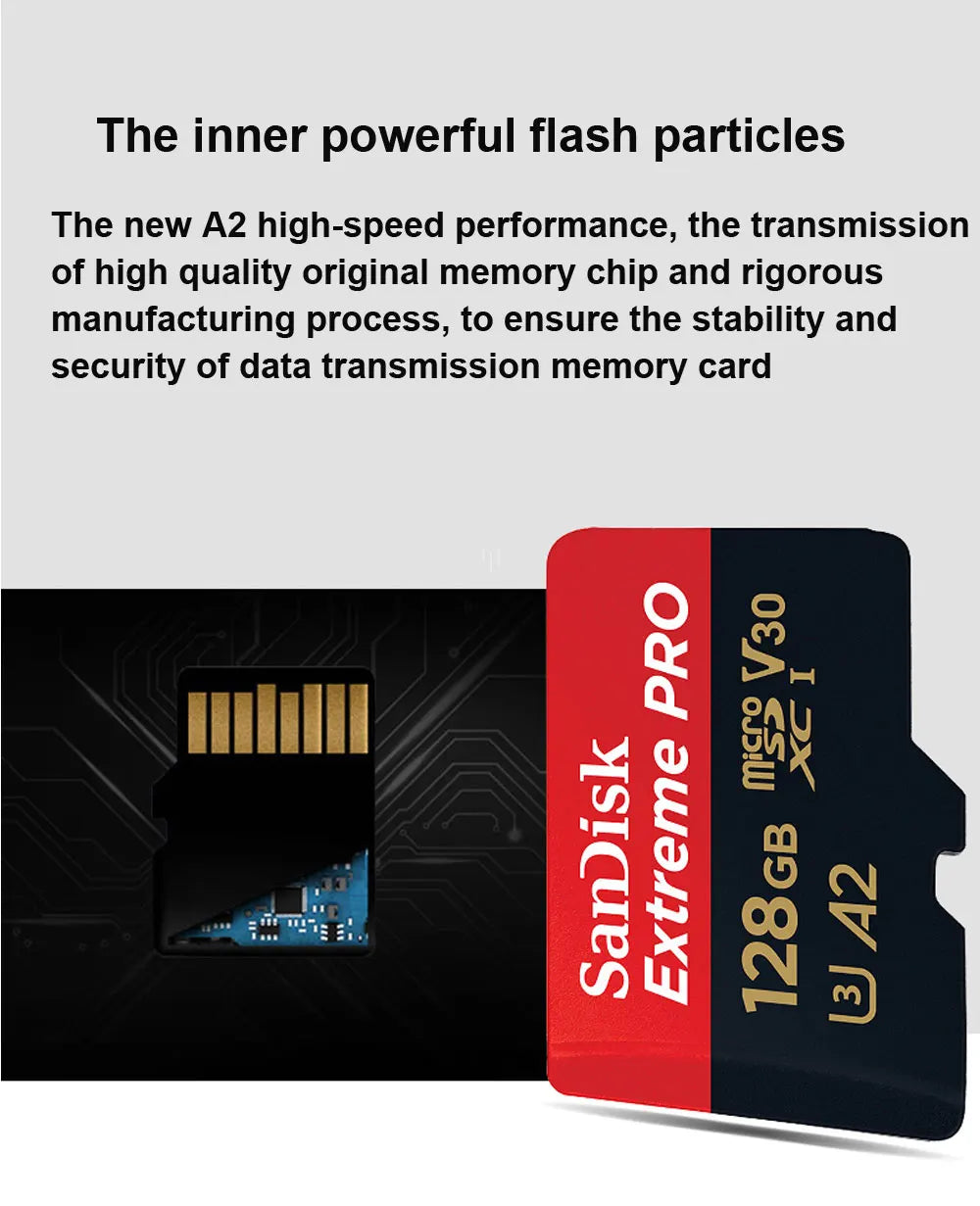 SanDisk Memory Card microsd 512GB 256GB 128GB 64GB micro SD Card Extreme/Extreme PRO TF Card Class10 U3 V30 4K UHD A2 micro SDXC