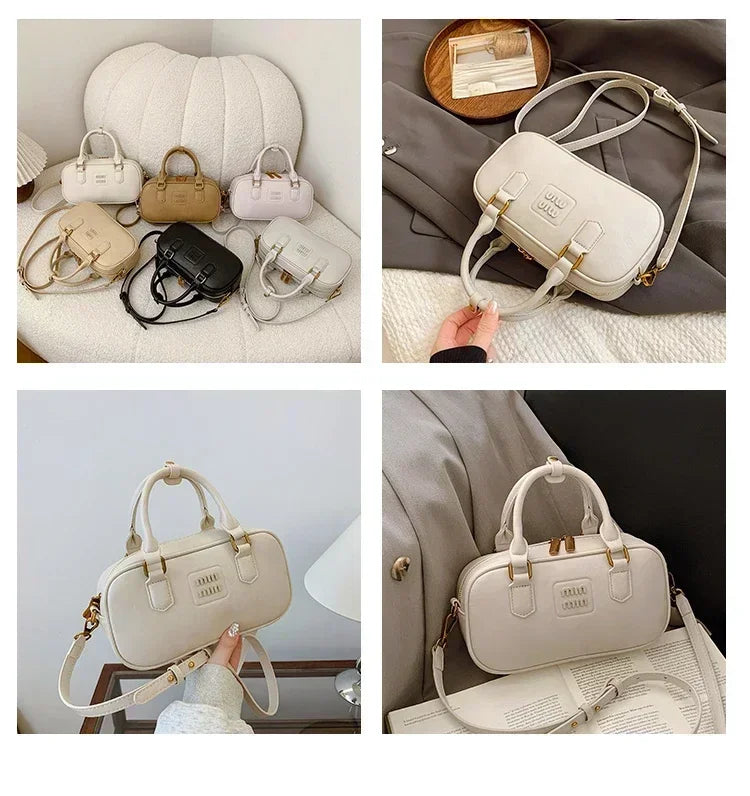 High-End Designer Tote Bag Solid Color Large Capacity Shopper Minimalist Leather Messenger Purse for Women