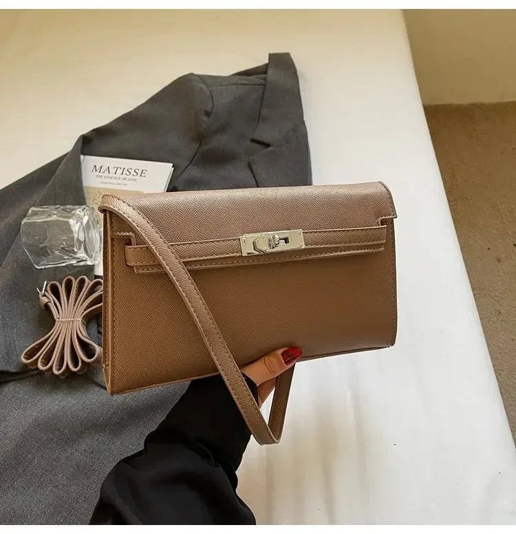 ‌2025 New Designer Shoulder Bag Genuine Leather Crossbody Purse for Women Fashion Casual Office Handbag with Gold Chain Strap‌