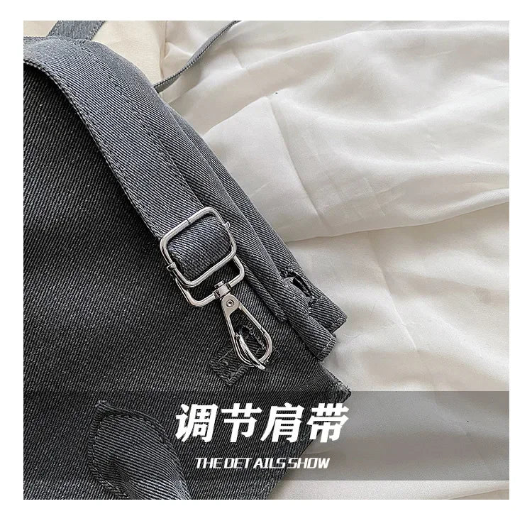 Vintage Distressed Denim Crossbody Bag 2025 Spring Summer Boho Chic Shoulder Purse for Women - Funny Ripped Designer Handbag