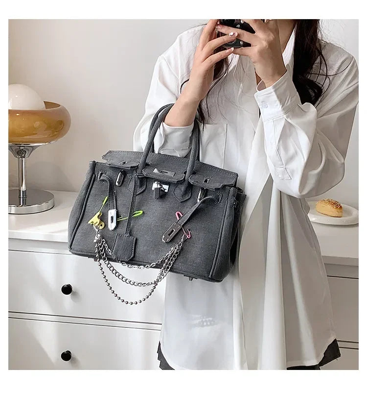 Vintage Distressed Denim Crossbody Bag 2025 Spring Summer Boho Chic Shoulder Purse for Women - Funny Ripped Designer Handbag