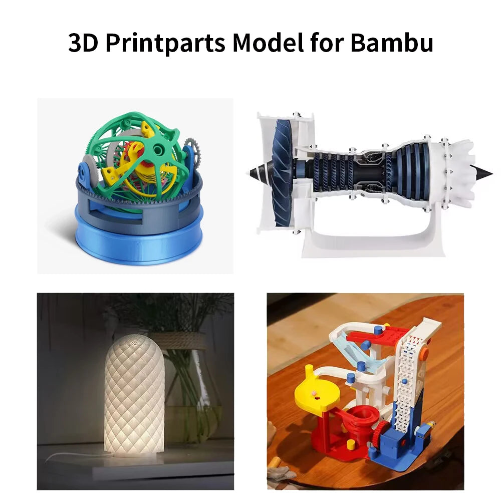 For Bambu Lab Aircraft engine/LED Light/Marble Track/Three-axis Tourbillon 3D Print Parts Model Kit 3d Printer Parts