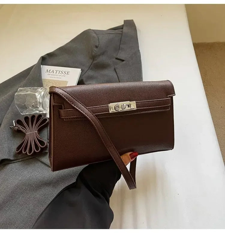 ‌2025 New Designer Shoulder Bag Genuine Leather Crossbody Purse for Women Fashion Casual Office Handbag with Gold Chain Strap‌