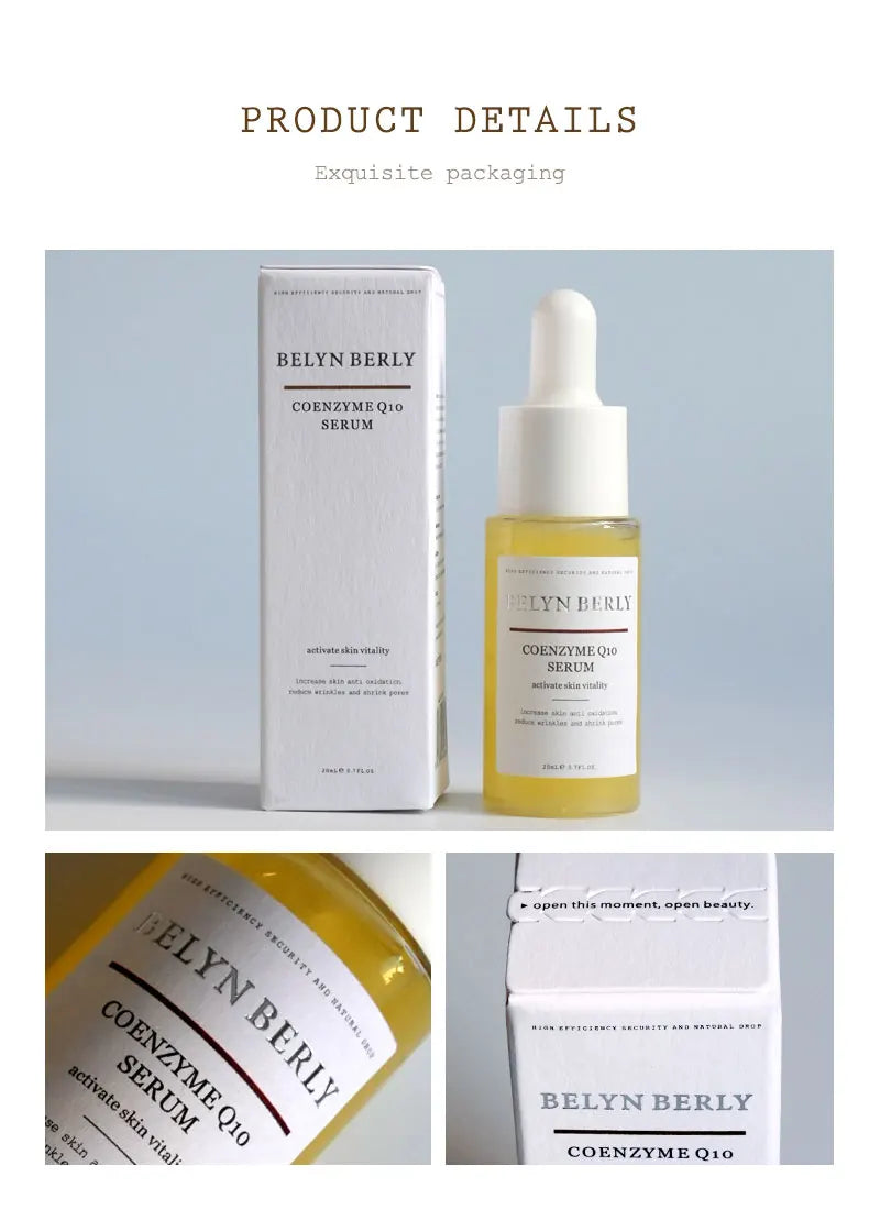BELYN BERLY Coenzyme Q10 Serum 3PCS/Lot Minimize Pores and Moisturizing Face Flabby Skin Hyaluronic Acid Essence Facial Care
