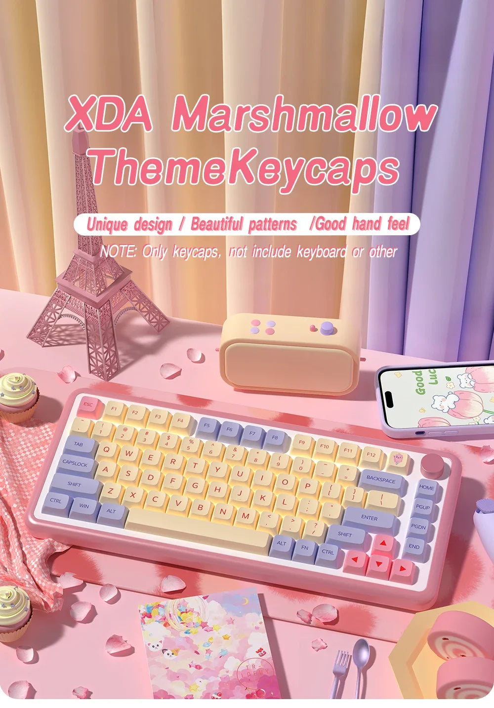 QWERTZ Nordic Keycaps Spanish/German/Portuguese AZERTY Keycap Marshmallow Keycaps XDA Profile Keycaps for Mechanical Keyboard
