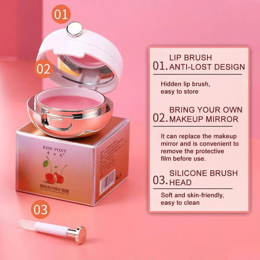 Cherry Lip Balm Anti-Cracking Fades Lips Lines Night Sleep Lip Mask Makeup Lipstick Base Moisturizing Nourishing Beauty Lip Care