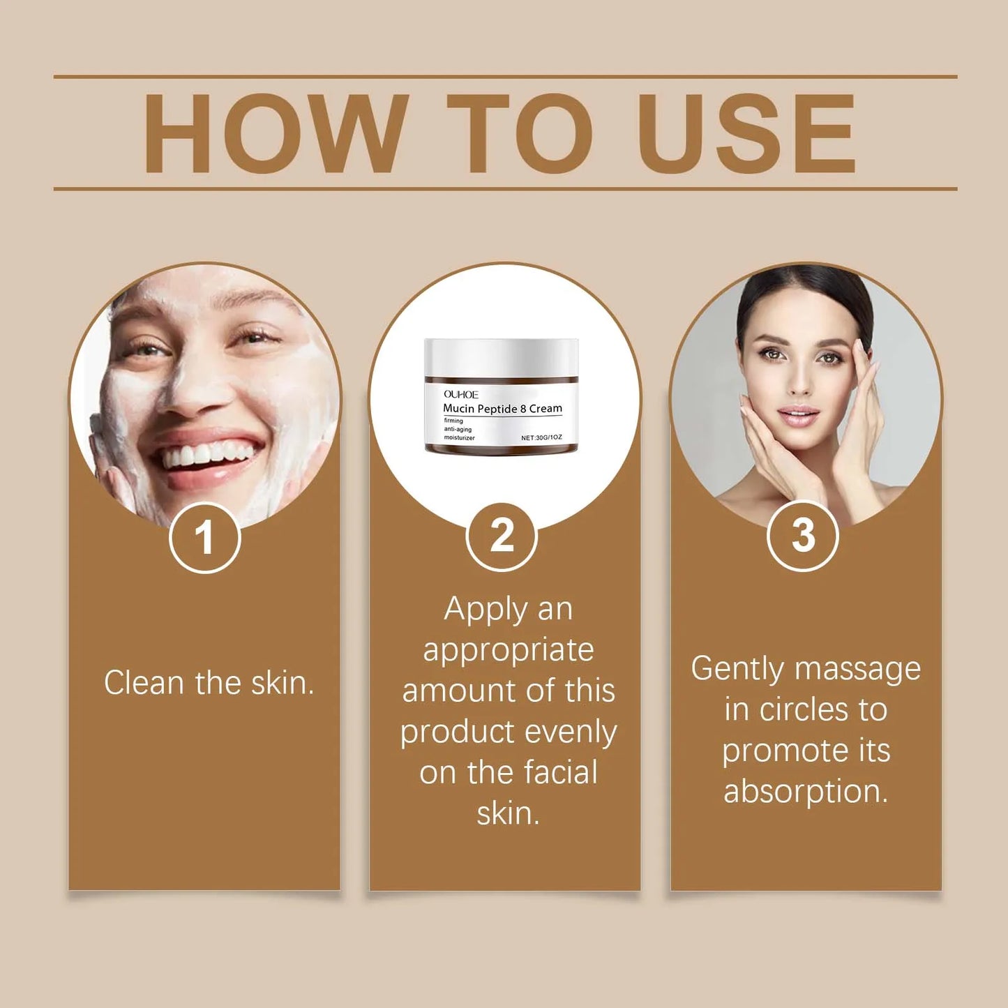 Mucin Peptide 8 Cream Moisturizing Smoothing Facial Skin Tighten Fade Fine Lines Nourish Brighten Skin Care For Rough Dry Skin