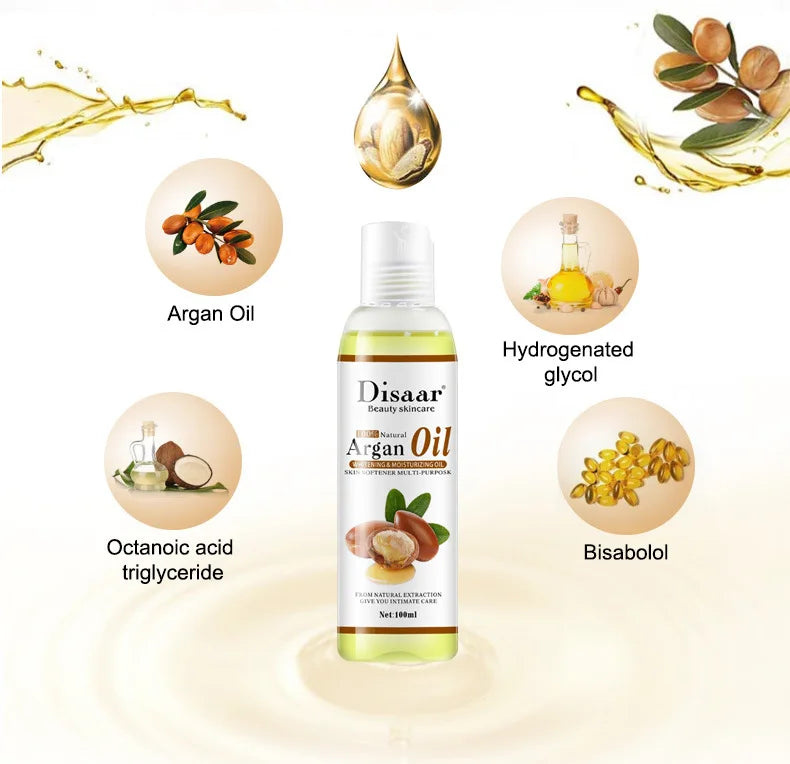 Disaar 100ml Pure Natural Argan Oil Moisturizing Body Oil Plant Essential Oils Soothing Skin Massage Oil Beauty Health Skin Care