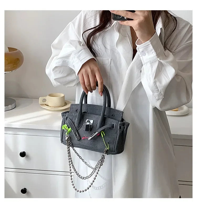 Vintage Distressed Denim Crossbody Bag 2025 Spring Summer Boho Chic Shoulder Purse for Women - Funny Ripped Designer Handbag