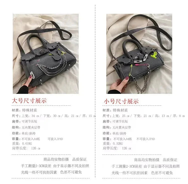 Vintage Distressed Denim Crossbody Bag 2025 Spring Summer Boho Chic Shoulder Purse for Women - Funny Ripped Designer Handbag