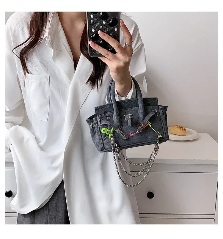 Vintage Distressed Denim Crossbody Bag 2025 Spring Summer Boho Chic Shoulder Purse for Women - Funny Ripped Designer Handbag